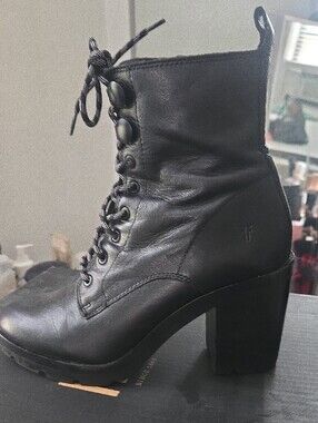 Frye Myra Lug Combat Boots in Black